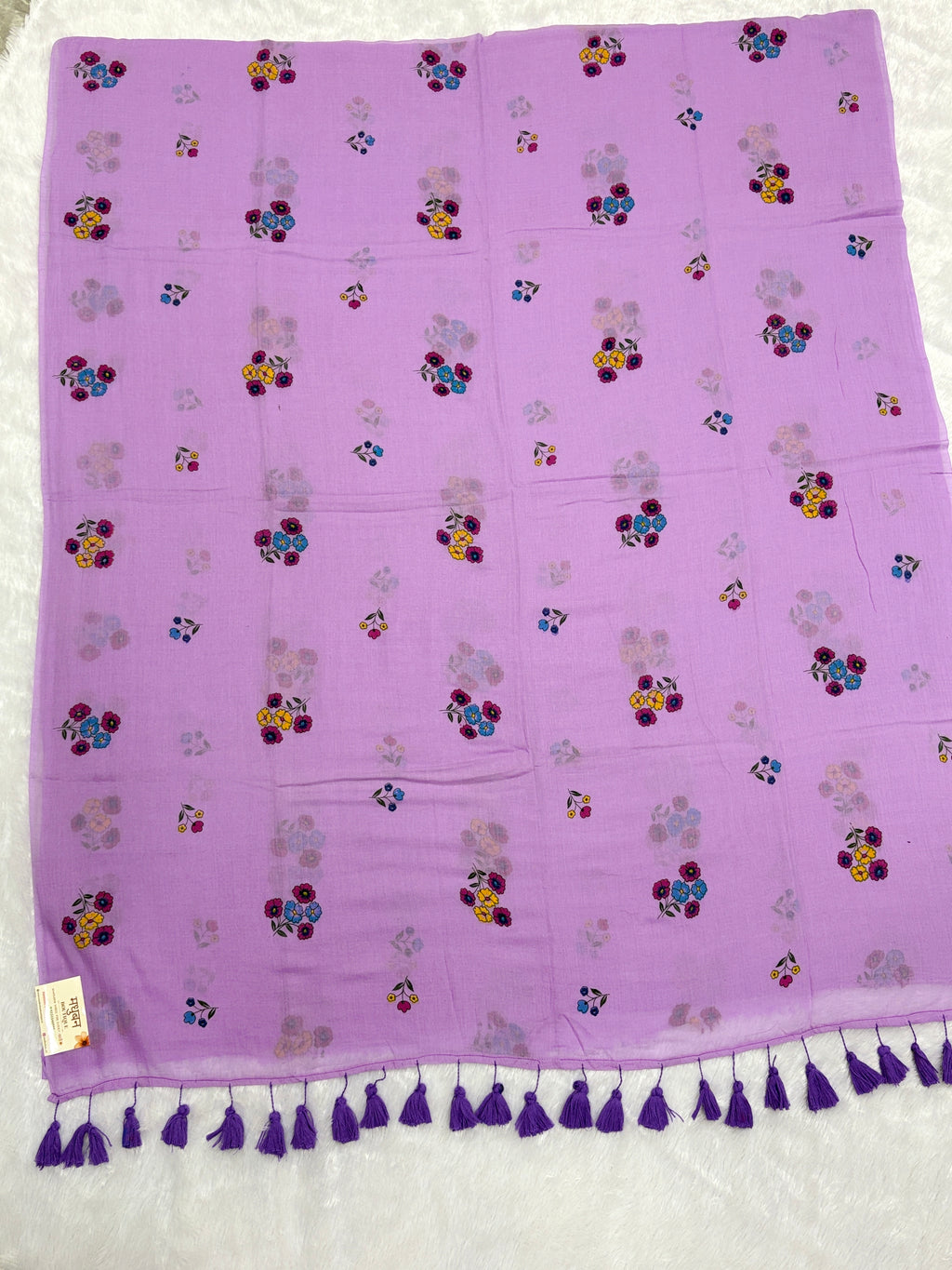 Handpainted flower bunch saree|Lilac|HPMC008