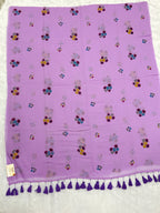 Handpainted flower bunch saree|Lilac|HPMC008