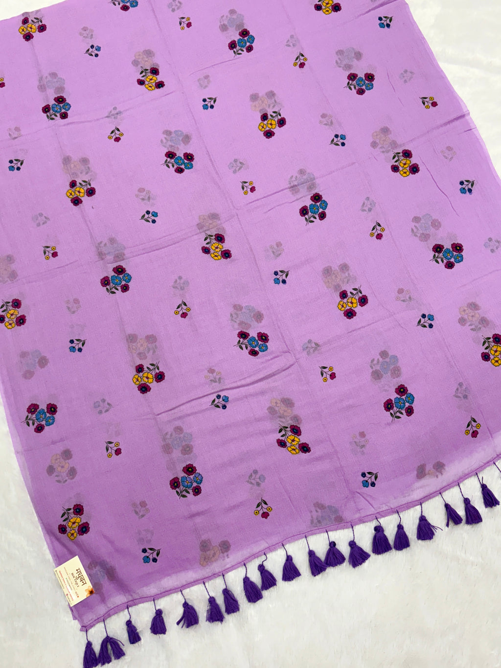 Handpainted flower bunch saree|Lilac|HPMC008