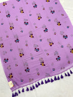 Handpainted flower bunch saree|Lilac|HPMC008