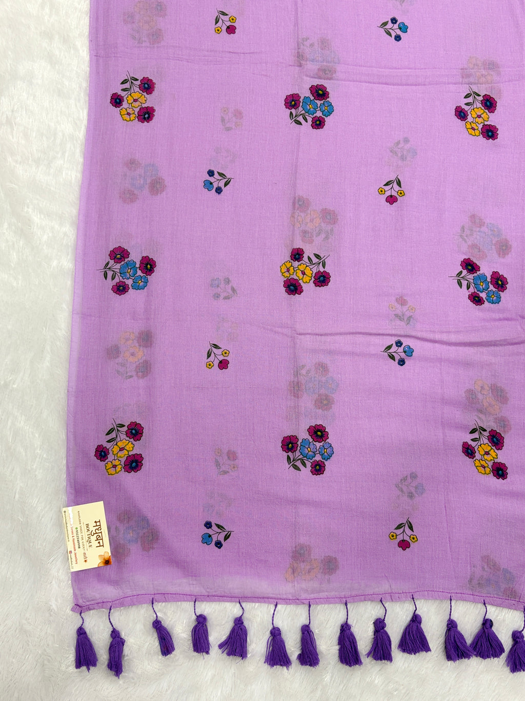 Handpainted flower bunch saree|Lilac|HPMC008