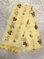 Handpainted flower bunch saree|off white|HPMC009