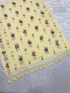 Handpainted flower bunch saree|off white|HPMC009