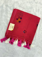 Handpainted flower bunch saree|Rust pink|HPMC010