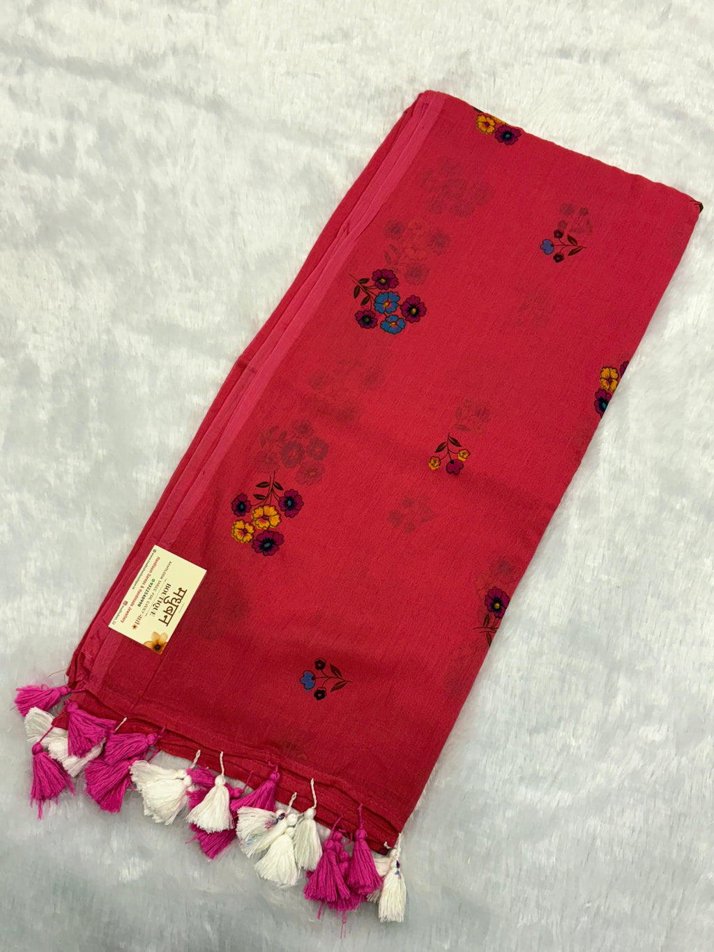 Handpainted flower bunch saree|Rust pink|HPMC010