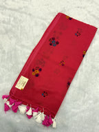 Handpainted flower bunch saree|Rust pink|HPMC010