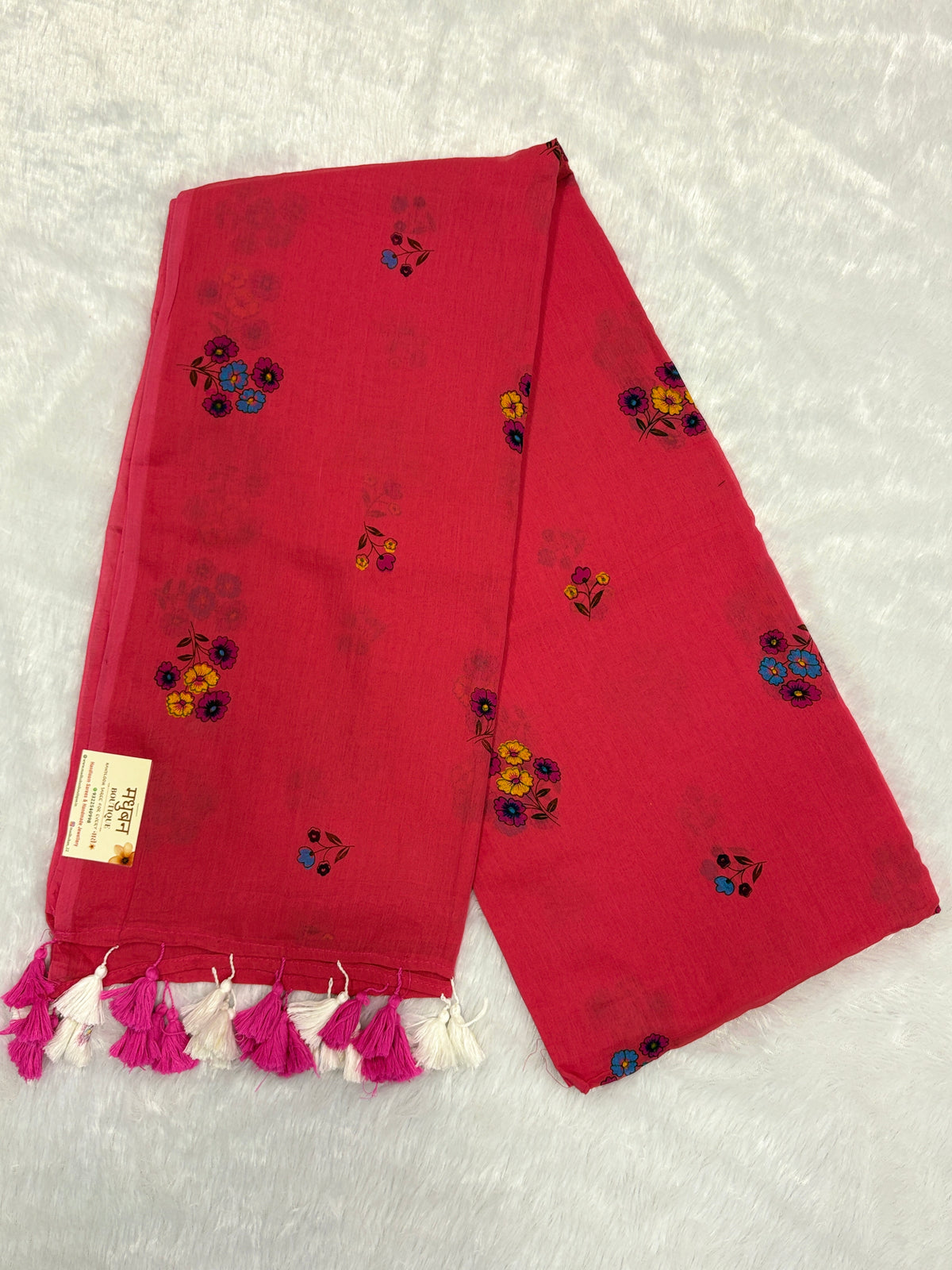 Handpainted flower bunch saree|Rust pink|HPMC010