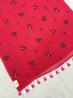 Handpainted flower bunch saree|Rust pink|HPMC010