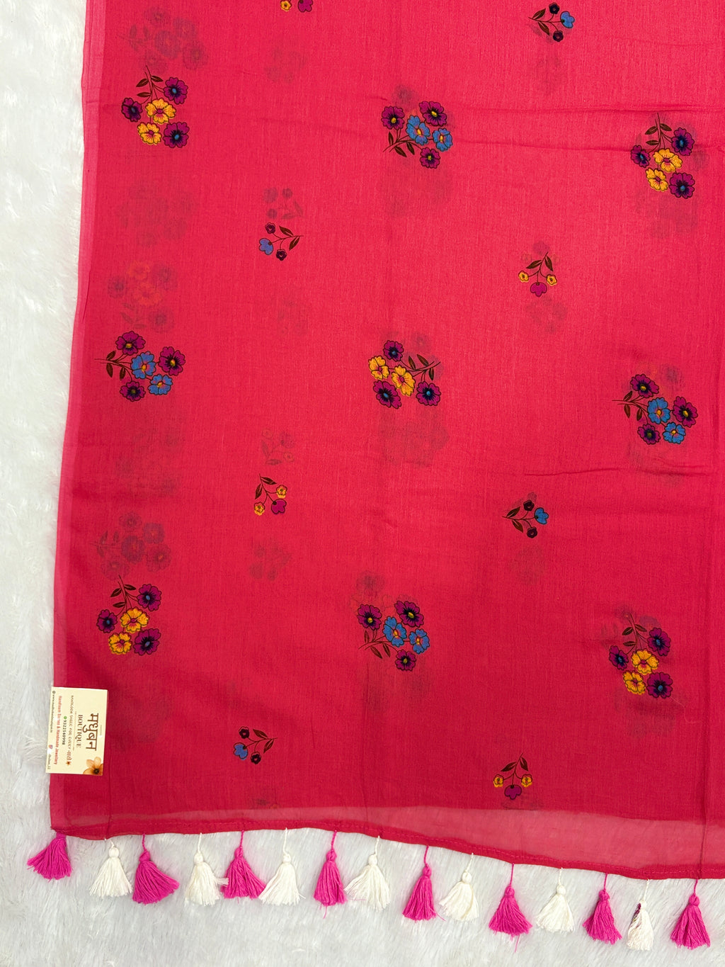 Handpainted flower bunch saree|Rust pink|HPMC010