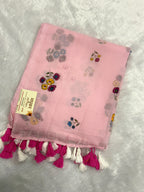 Handpainted flower bunch saree|Baby pink|HPMC011