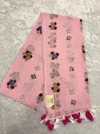Handpainted flower bunch saree|Baby pink|HPMC011