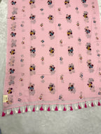 Handpainted flower bunch saree|Baby pink|HPMC011