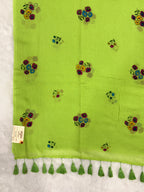 Handpainted flower bunch saree|Parrot green|HPMC012