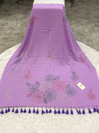 Katha sequence mulcotton saree|Lilac|KSMC006