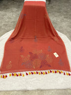 Katha sequence mulcotton saree|Peach|KSMC004