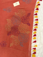 Katha sequence mulcotton saree|Peach|KSMC004