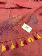 Katha sequence mulcotton saree|Peach|KSMC004