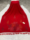 Katha sequence mulcotton saree|Red|KSMC001