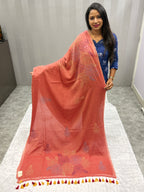 Katha sequence mulcotton saree|Peach|KSMC004