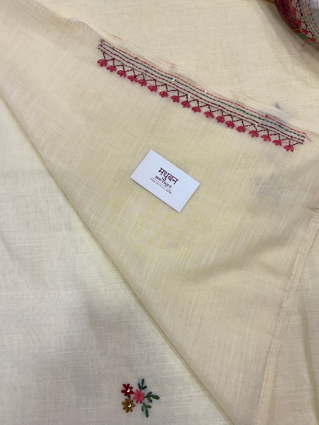 Lady face handpainted and hardwork linen saree|Lemon yellow|HPHWL004