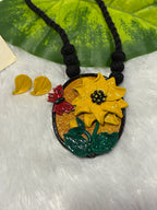 Polymer clay sunflower butterfly neckpiece| CJS003