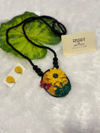 Polymer clay sunflower butterfly neckpiece| CJS003