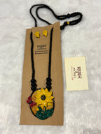 Polymer clay sunflower butterfly neckpiece| CJS003
