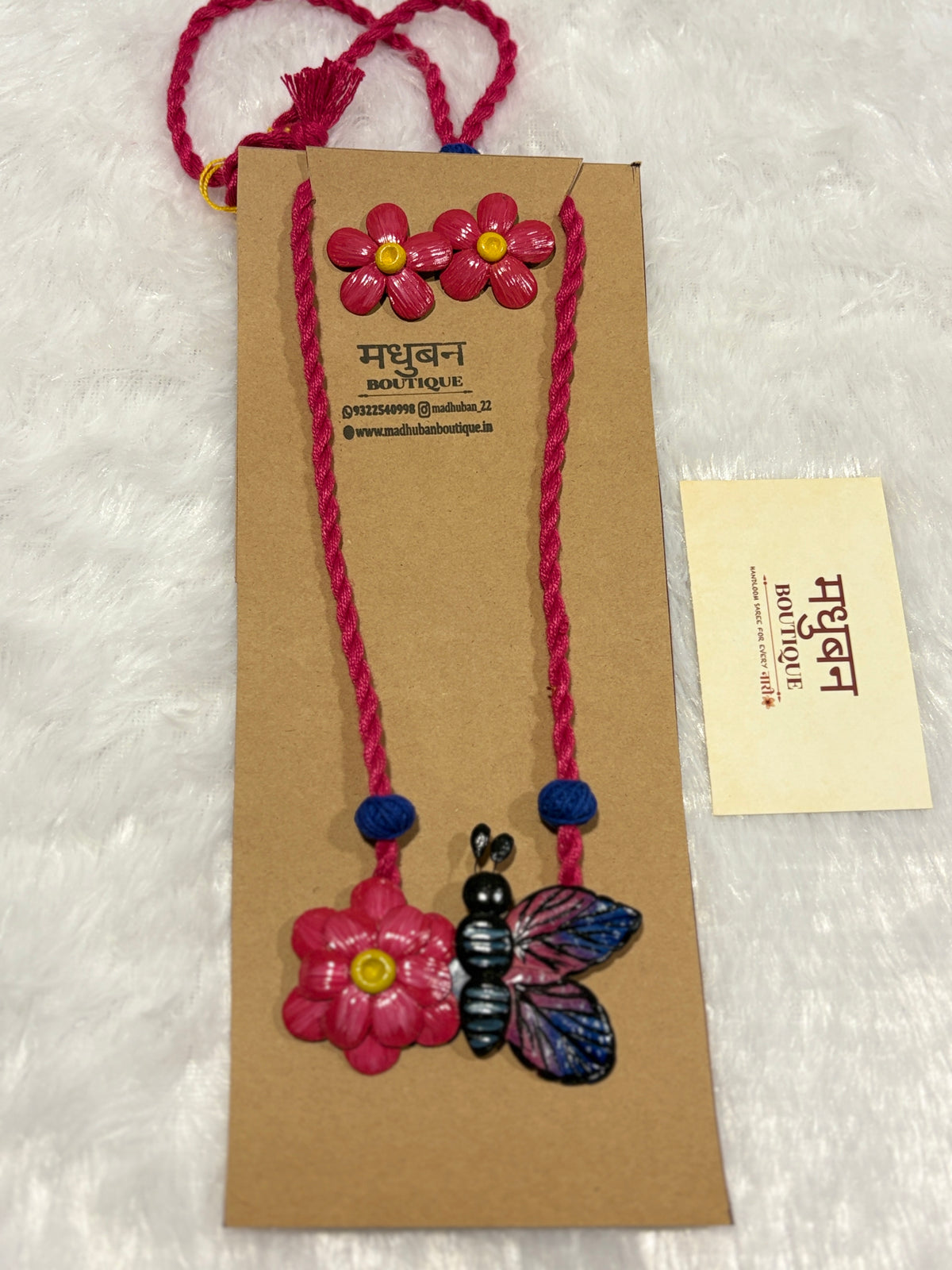 Polymer clay flower butterfly neckpiece| CJ013