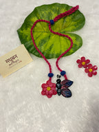 Polymer clay flower butterfly neckpiece| CJ013