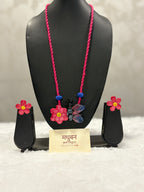 Polymer clay flower butterfly neckpiece| CJ013