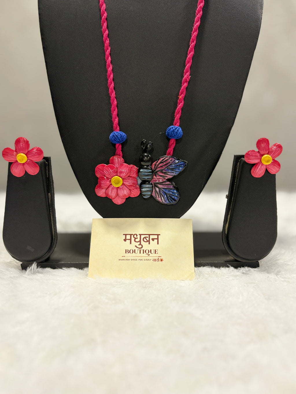 Polymer clay flower butterfly neckpiece| CJ013