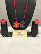 Polymer clay flower butterfly neckpiece| CJ013