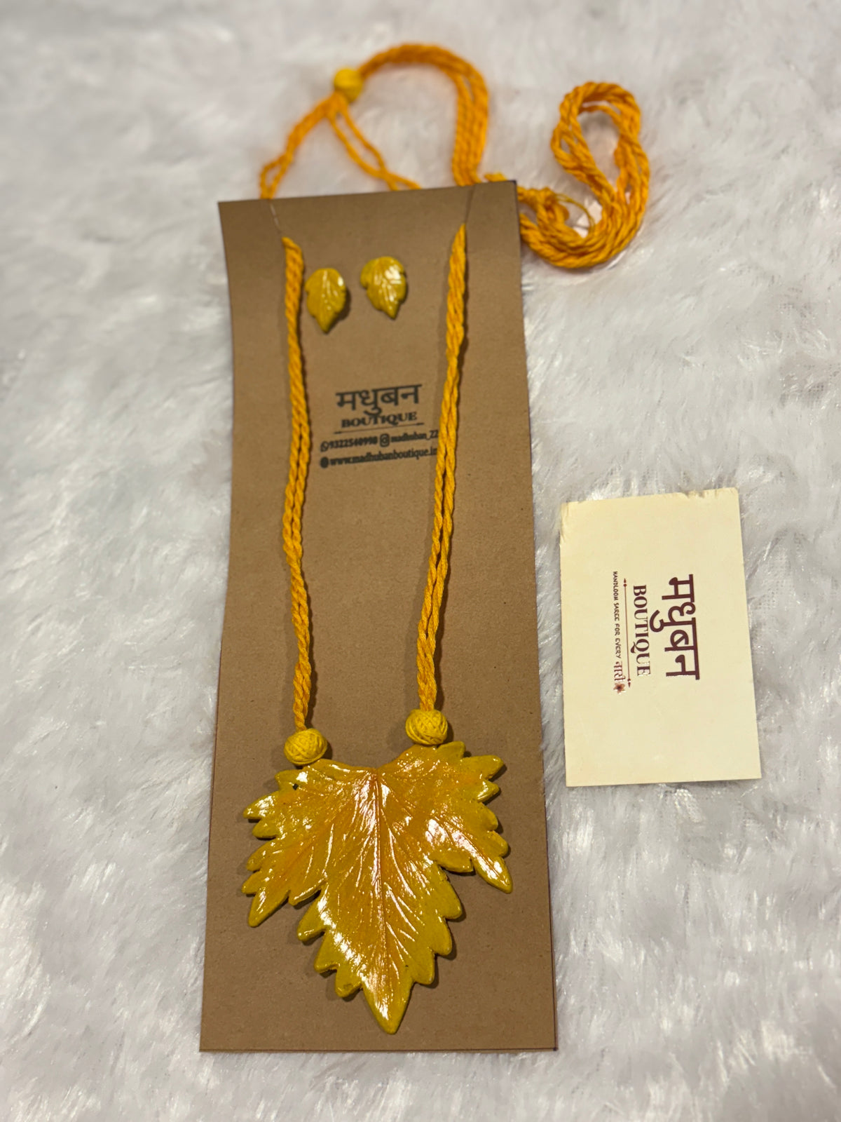 Polymer clay yellow maple leaf neckpiece| CJ010