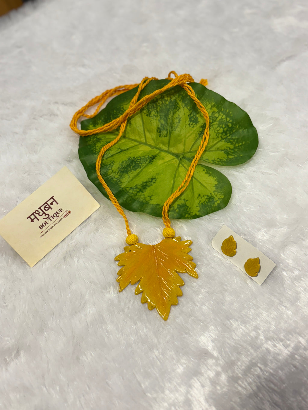 Polymer clay yellow maple leaf neckpiece| CJ010
