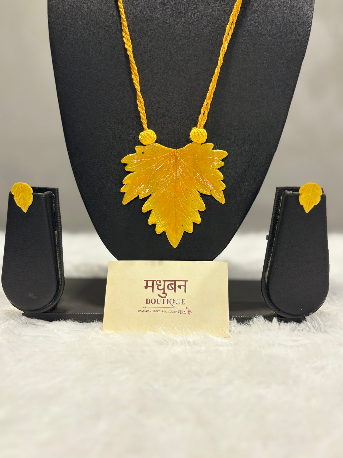 Polymer clay yellow maple leaf neckpiece| CJ010
