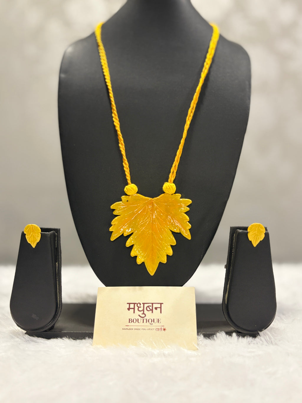 Polymer clay yellow maple leaf neckpiece| CJ010