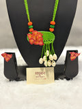 Polymer clay flower neckpiece with shells | CJ012