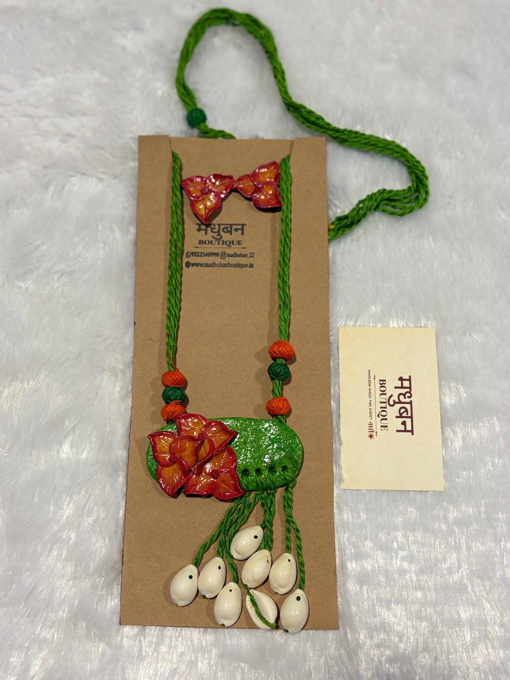 Polymer clay flower neckpiece with shells | CJ012