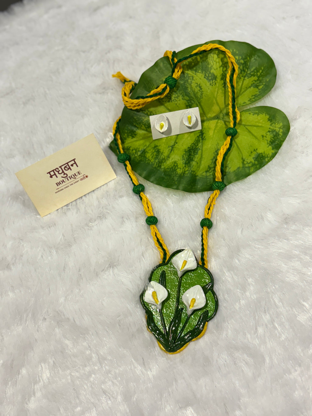 Polymer clay lily flower neckpiece| CJ004