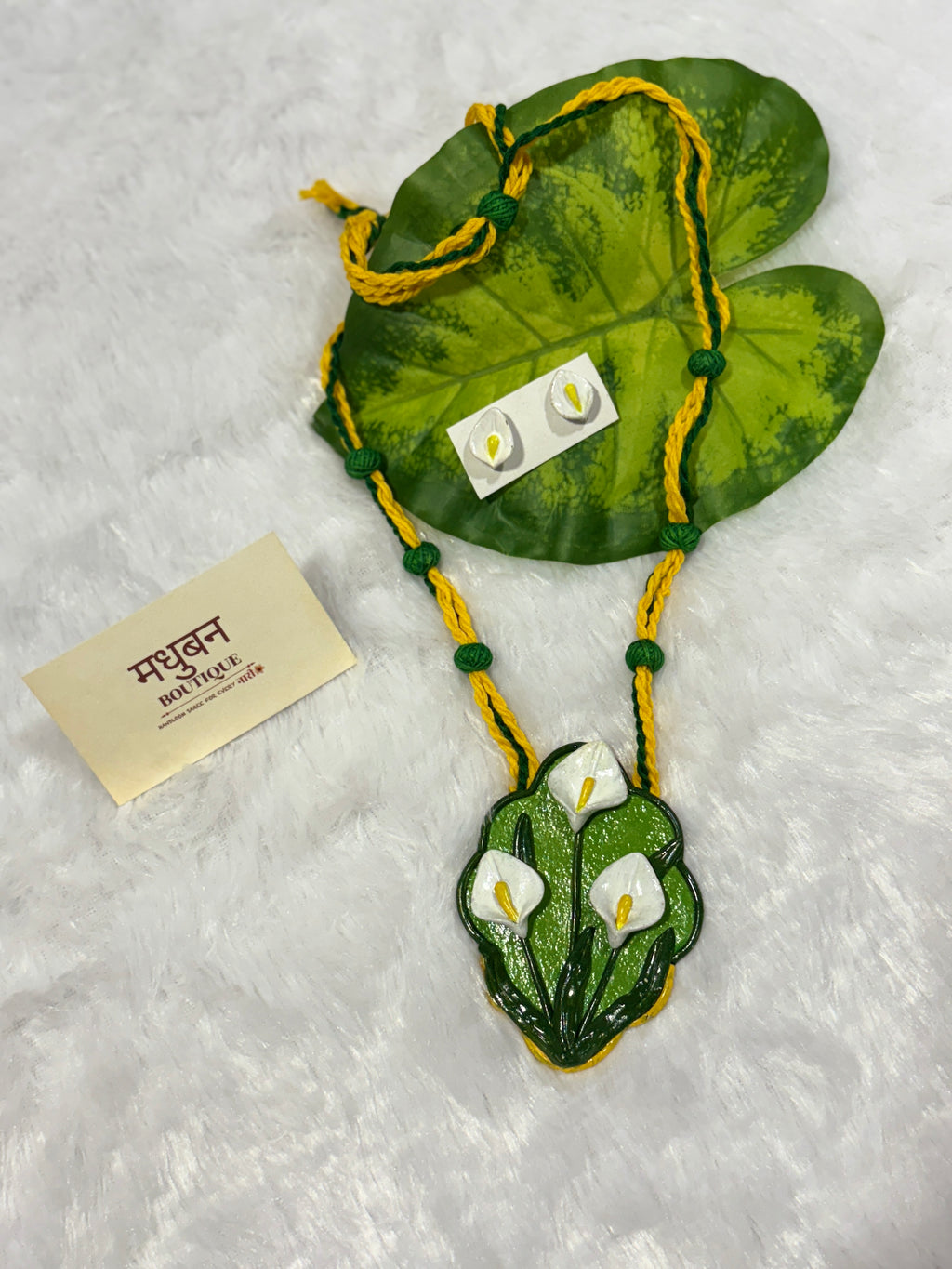 Polymer clay lily flower neckpiece| CJ004