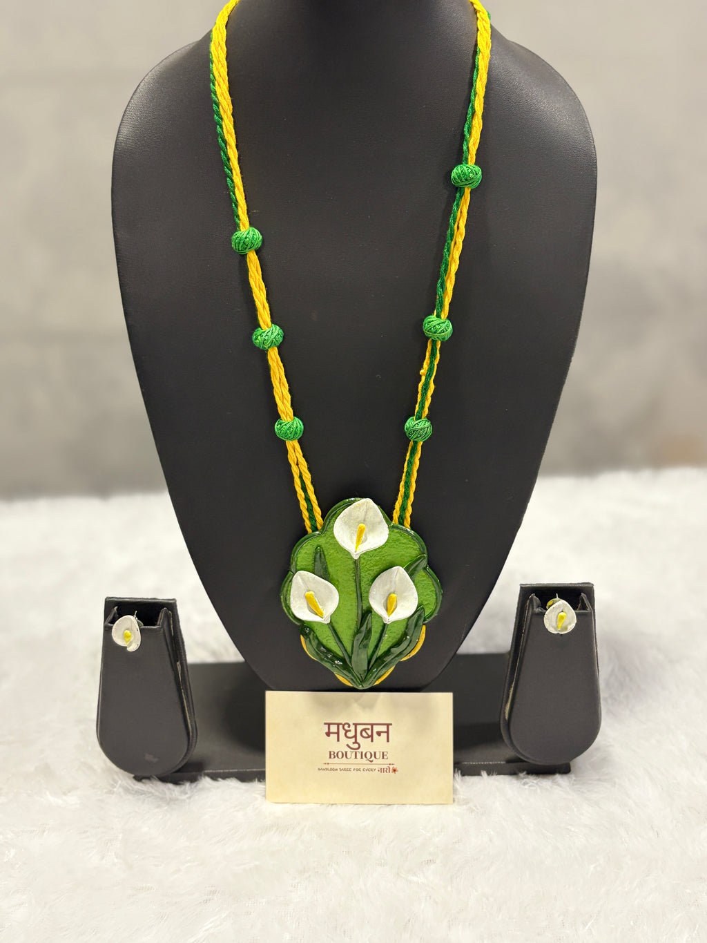 Polymer clay lily flower neckpiece| CJ004