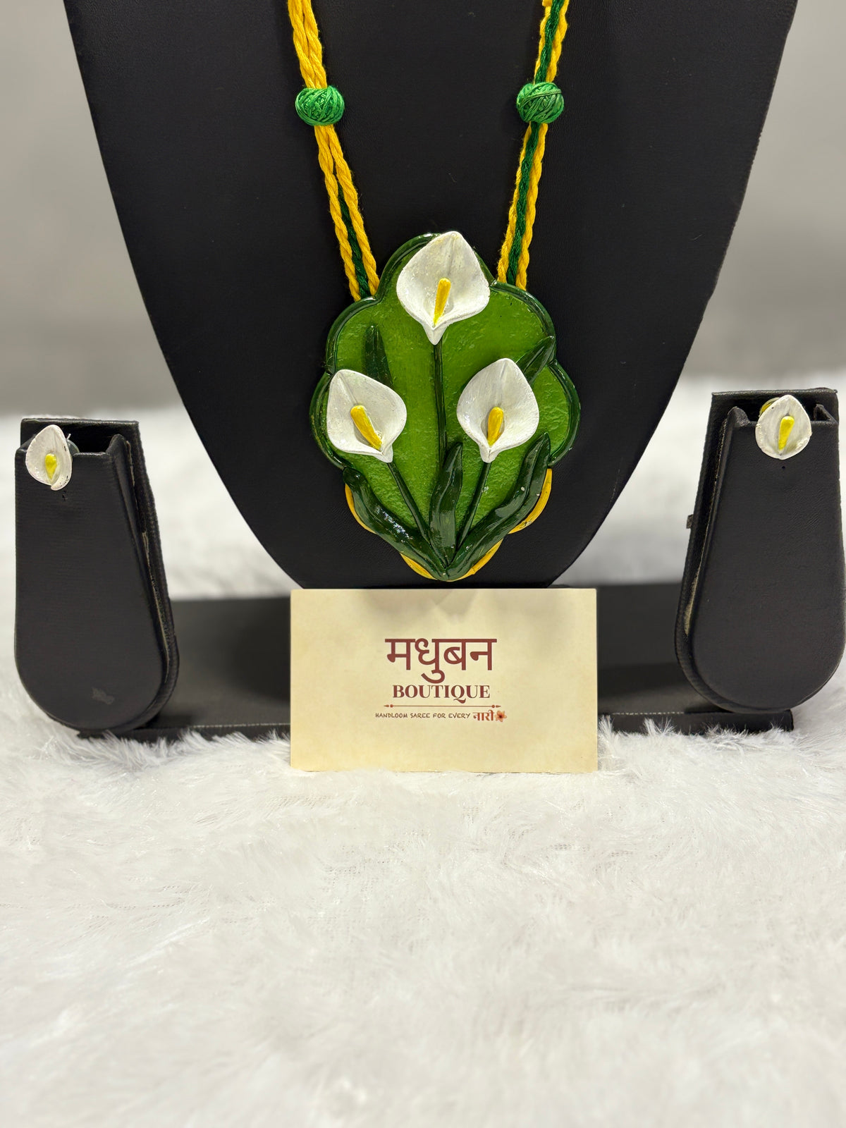 Polymer clay lily flower neckpiece| CJ004