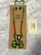 Polymer clay green leaf Ganpati neckpiece| CJG001