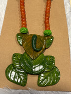 Polymer clay green leaf Ganpati neckpiece| CJG001