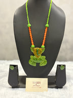 Polymer clay green leaf Ganpati neckpiece| CJG001