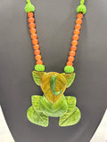 Polymer clay green leaf Ganpati neckpiece| CJG001