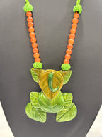 Polymer clay green leaf Ganpati neckpiece| CJG001