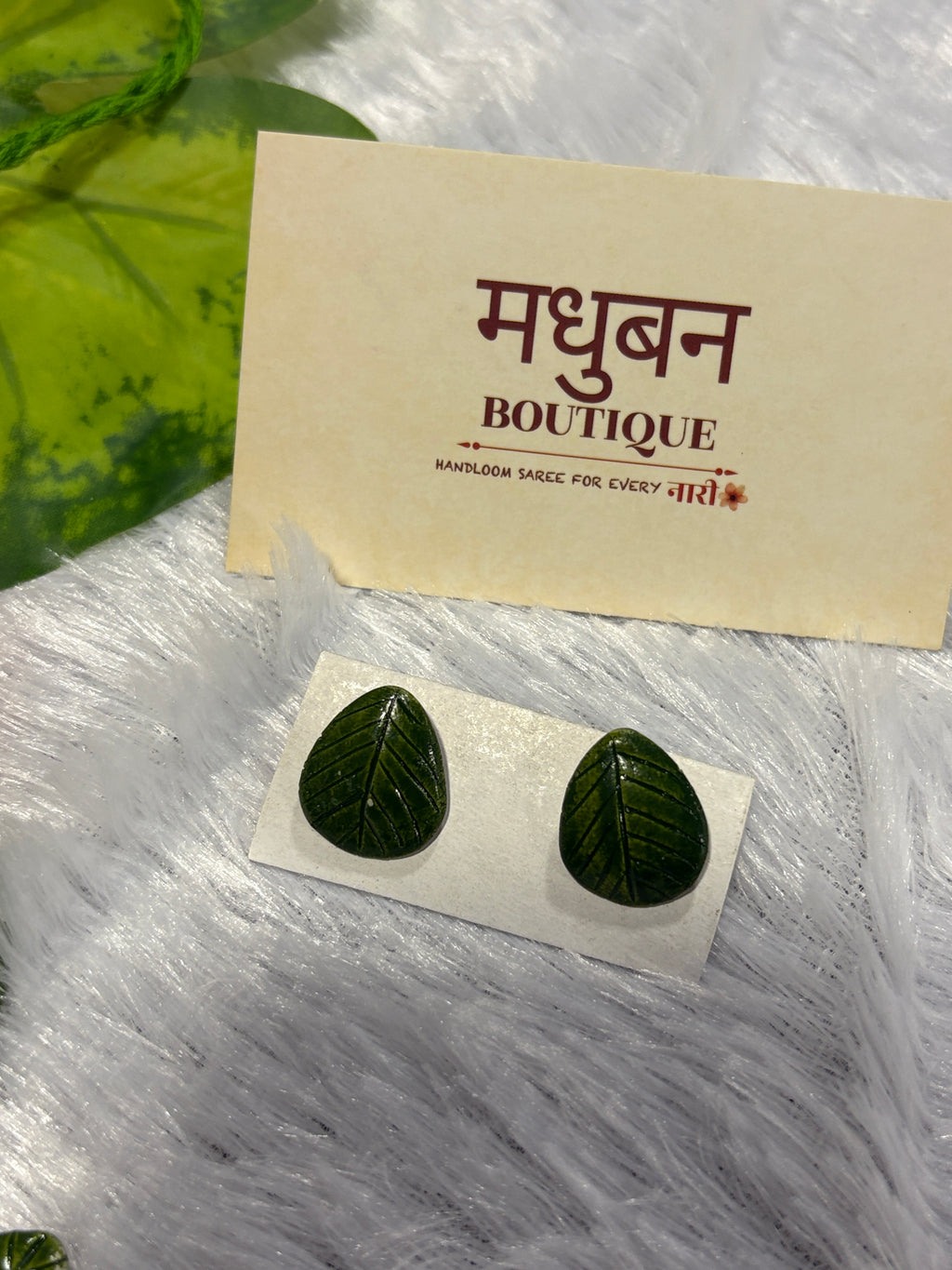 Polymer clay green leaf Ganpati neckpiece| CJG001