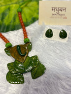 Polymer clay green leaf Ganpati neckpiece| CJG001