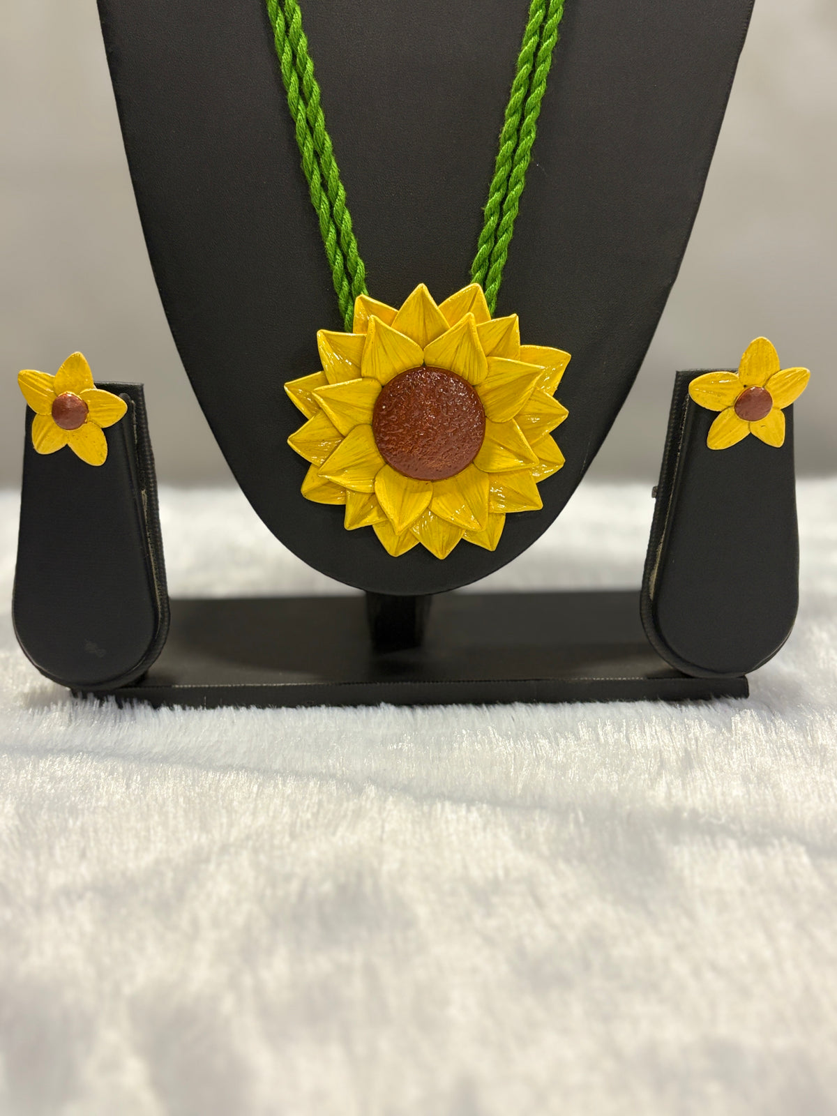 Polymer clay Big sunflower neckpiece| CJS002